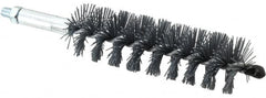 Schaefer Brush - 4" Brush Length, 1-1/4" Diam, Single Stem, Single Spiral Tube Brush - 6-1/4" Long, Silicone Carbide Impregnated Nylon, 1/4-28 Male Connection - Benchmark Tooling