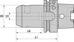 Kennametal - HSK63A Taper Shank 1/4" Hole End Mill Holder/Adapter - 1" Nose Diam, 3" Projection, Through-Spindle Coolant - Exact Industrial Supply