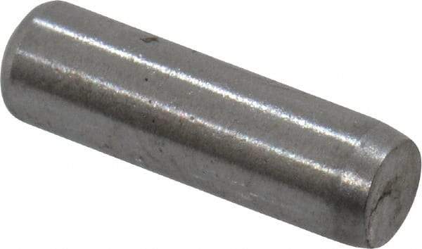 Made in USA - 3/32" Diam x 5/16" Pin Length Grade 8 Alloy Steel Standard Dowel Pin - Bright Finish, 1 Beveled & 1 Rounded End - Benchmark Tooling