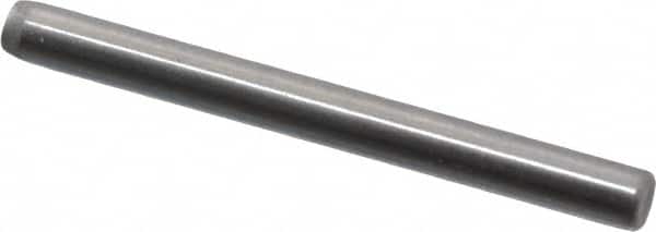 Made in USA - 3/32" Diam x 1" Pin Length Grade 8 Alloy Steel Standard Dowel Pin - Bright Finish, 1 Beveled & 1 Rounded End - Benchmark Tooling