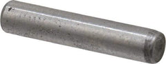 Made in USA - 1/8" Diam x 5/8" Pin Length Grade 8 Alloy Steel Standard Dowel Pin - Bright Finish, C 47-58 & C 60 (Surface) Hardness, 1,840 Lb (Single Shear), 3,680 Lb (Double Shear) Breaking Strength, 1 Beveled & 1 Rounded End - Benchmark Tooling