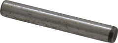 Made in USA - 1/8" Diam x 7/8" Pin Length Grade 8 Alloy Steel Standard Dowel Pin - Bright Finish, C 47-58 & C 60 (Surface) Hardness, 1,840 Lb (Single Shear), 3,680 Lb (Double Shear) Breaking Strength, 1 Beveled & 1 Rounded End - Benchmark Tooling