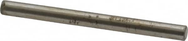 Made in USA - 1/8" Diam x 1-1/2" Pin Length Grade 8 Alloy Steel Standard Dowel Pin - Bright Finish, C 47-58 & C 60 (Surface) Hardness, 1,840 Lb (Single Shear), 3,680 Lb (Double Shear) Breaking Strength, 1 Beveled & 1 Rounded End - Benchmark Tooling