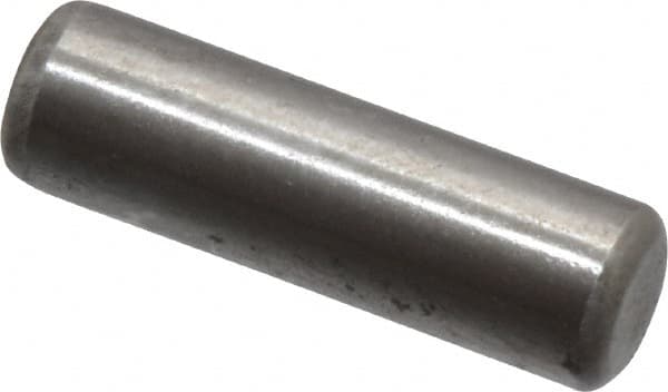 Made in USA - 3/16" Diam x 5/8" Pin Length Grade 8 Alloy Steel Standard Dowel Pin - Bright Finish, C 47-58 & C 60 (Surface) Hardness, 4,150 Lb (Single Shear), 8,300 Lb (Double Shear) Breaking Strength, 1 Beveled & 1 Rounded End - Benchmark Tooling