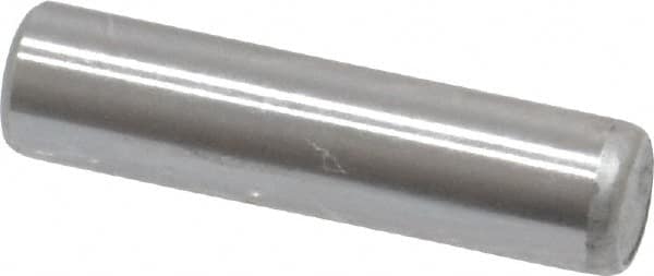 Made in USA - 3/16" Diam x 3/4" Pin Length Grade 8 Alloy Steel Standard Dowel Pin - Bright Finish, C 47-58 & C 60 (Surface) Hardness, 4,150 Lb (Single Shear), 8,300 Lb (Double Shear) Breaking Strength, 1 Beveled & 1 Rounded End - Benchmark Tooling