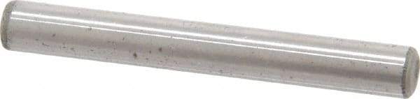 Made in USA - 3/16" Diam x 1-1/2" Pin Length Grade 8 Alloy Steel Standard Dowel Pin - Bright Finish, C 47-58 & C 60 (Surface) Hardness, 4,150 Lb (Single Shear), 8,300 Lb (Double Shear) Breaking Strength, 1 Beveled & 1 Rounded End - Benchmark Tooling