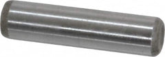 Made in USA - 1/4" Diam x 1" Pin Length Grade 8 Alloy Steel Standard Dowel Pin - Bright Finish, C 47-58 & C 60 (Surface) Hardness, 14,720 Lb (Double Shear), 7,360 Lb (Single Shear) Breaking Strength, 1 Beveled & 1 Rounded End - Benchmark Tooling