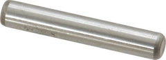 Made in USA - 1/4" Diam x 1-1/2" Pin Length Grade 8 Alloy Steel Standard Dowel Pin - Bright Finish, C 47-58 & C 60 (Surface) Hardness, 14,720 Lb (Double Shear), 7,360 Lb (Single Shear) Breaking Strength, 1 Beveled & 1 Rounded End - Benchmark Tooling