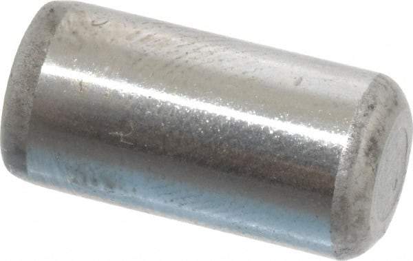 Made in USA - 5/16" Diam x 5/8" Pin Length Grade 8 Alloy Steel Standard Dowel Pin - Bright Finish, C 47-58 & C 60 (Surface) Hardness, 11,500 Lb (Single Shear), 23,000 Lb (Double Shear) Breaking Strength, 1 Beveled & 1 Rounded End - Benchmark Tooling