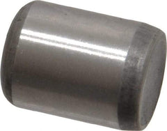 Made in USA - 3/8" Diam x 1/2" Pin Length Grade 8 Alloy Steel Standard Dowel Pin - Bright Finish, C 47-58 & C 60 (Surface) Hardness, 16,550 Lb (Single Shear), 33,100 Lb (Double Shear) Breaking Strength, 1 Beveled & 1 Rounded End - Benchmark Tooling