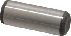 Made in USA - 3/8" Diam x 1" Pin Length Grade 8 Alloy Steel Standard Dowel Pin - Bright Finish, C 47-58 & C 60 (Surface) Hardness, 16,550 Lb (Single Shear), 33,100 Lb (Double Shear) Breaking Strength, 1 Beveled & 1 Rounded End - Benchmark Tooling