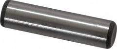 Made in USA - 3/8" Diam x 1-1/2" Pin Length Grade 8 Alloy Steel Standard Dowel Pin - Bright Finish, C 47-58 & C 60 (Surface) Hardness, 16,550 Lb (Single Shear), 33,100 Lb (Double Shear) Breaking Strength, 1 Beveled & 1 Rounded End - Benchmark Tooling