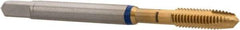 Guhring - M4x0.70 Metric Coarse, 3 Flute, TiN Finish, Powdered Metal Spiral Point Tap - Plug Chamfer, Right Hand Thread, 2-1/8" OAL, 0.472" Thread Length, 0.168" Shank Diam, 6H Class of Fit, Series 3906 - Exact Industrial Supply