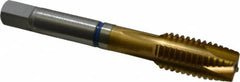 Guhring - 1/2-13 UNC, 4 Flute, TiN Finish, Powdered Metal Spiral Point Tap - Plug Chamfer, Right Hand Thread, 3-3/8" OAL, 0.866" Thread Length, 0.367" Shank Diam, 2B Class of Fit, Series 3907 - Exact Industrial Supply