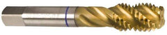 Guhring - 1-8 UNC 4 Flute 2B Modified Bottoming Spiral Flute Tap - Powdered Metal, TiN Finish, 5-1/8" OAL, Right Hand Flute, Right Hand Thread, Series 3910 - Benchmark Tooling