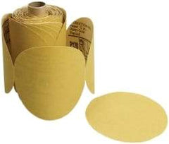 3M - 6" Diam, 240 Grit FEPA, Aluminum Oxide Adhesive PSA Disc - Gold, C Weighted Backing, Flexible, 12,000 Max RPM - Benchmark Tooling