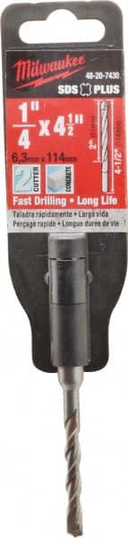 Milwaukee Tool - 1/4" Diam, SDS-Plus Shank, Carbide-Tipped Rotary & Hammer Drill Bit - Benchmark Tooling