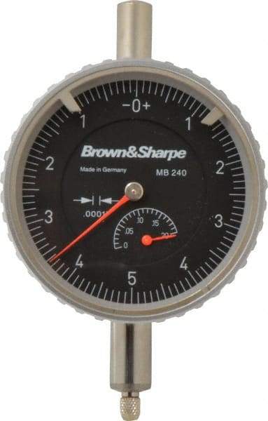 TESA Brown & Sharpe - 0.2" Range, 0-5-0 Dial Reading, 0.0001" Graduation Dial Drop Indicator - 2-1/4" Dial, 0.01" Range per Revolution, Revolution Counter - Benchmark Tooling