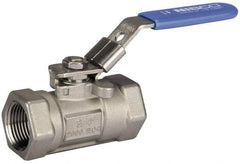 NIBCO - 1-1/4" Pipe, Carbon Steel Standard Ball Valve - 1 Piece, Inline - One Way Flow, FNPT x FNPT Ends, Lever Handle, 1,500 WOG - Benchmark Tooling