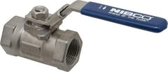 NIBCO - 1" Pipe, Reduced Port, Stainless Steel Fire Safe Ball Valve - 1 Piece, Inline - One Way Flow, FNPT x FNPT Ends, Locking Lever Handle, 2,000 WOG - Benchmark Tooling