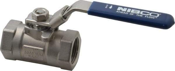 NIBCO - 1" Pipe, Reduced Port, Carbon Steel Standard Ball Valve - 1 Piece, Inline - One Way Flow, FNPT x FNPT Ends, Locking Lever Handle, 2,000 WOG - Benchmark Tooling