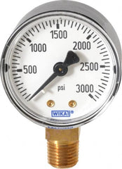 Wika - 2" Dial, 1/4 Thread, 0-3,000 Scale Range, Pressure Gauge - Lower Connection Mount, Accurate to 3-2-3% of Scale - Benchmark Tooling