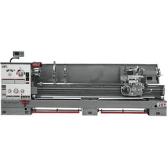 Jet - 26" Swing, 120" Between Centers, 230 Volt, Triple Phase Engine Lathe - 6MT Taper, 10 hp, 40 to 1,800 RPM, 4-1/8" Bore Diam, 43" Deep x 57" High x 177" Long - Benchmark Tooling