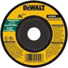 DeWALT - 24 Grit, 7" Wheel Diam, 1/4" Wheel Thickness, 7/8" Arbor Hole, Type 27 Depressed Center Wheel - Silicon Carbide, Resinoid Bond, 8,700 Max RPM - Benchmark Tooling