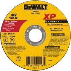 DeWALT - 24 Grit, 4-1/2" Wheel Diam, 7/8" Arbor Hole, Type 27 Depressed Center Wheel - Zirconia Alumina, Resinoid Bond, 13,300 Max RPM - Benchmark Tooling