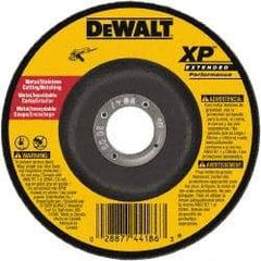 DeWALT - 24 Grit, 4" Wheel Diam, 3/32" Wheel Thickness, 5/8" Arbor Hole, Type 27 Depressed Center Wheel - Zirconia Alumina, Resinoid Bond, 15,200 Max RPM - Benchmark Tooling