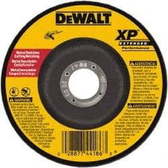 DeWALT - 24 Grit, 5" Wheel Diam, 3/32" Wheel Thickness, 7/8" Arbor Hole, Type 27 Depressed Center Wheel - Zirconia Alumina, Resinoid Bond, 12,200 Max RPM - Benchmark Tooling