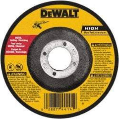 DeWALT - 24 Grit, 6" Wheel Diam, 3/32" Wheel Thickness, 7/8" Arbor Hole, Type 27 Depressed Center Wheel - Aluminum Oxide, Resinoid Bond, 10,100 Max RPM - Benchmark Tooling