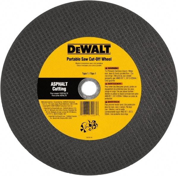 DeWALT - 12" 24 Grit Silicon Carbide Cutoff Wheel - 1/8" Thick, 1" Arbor, 6,400 Max RPM, Use with Gas Powered Saws - Benchmark Tooling