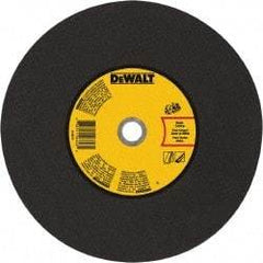 DeWALT - 14" 24 Grit Aluminum Oxide Cutoff Wheel - 1/8" Thick, 20mm Arbor, 5,500 Max RPM, Use with Gas Powered Saws - Benchmark Tooling