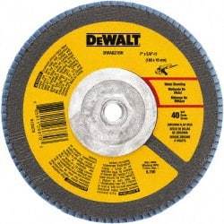 DeWALT - 60 Grit, 7" Disc Diam, 5/8-11 Center Hole, Type 29 Zirconia Alumina Flap Disc - 8,700 Max RPM, Poly Cotton Backing, Arbor Attaching System, Coated - Benchmark Tooling