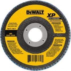 DeWALT - 60 Grit, 5" Disc Diam, 5/8-11 Center Hole, Type 29 Zirconia Alumina Flap Disc - 12,200 Max RPM, Poly Cotton Backing, Arbor Attaching System, Coated - Benchmark Tooling