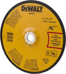 DeWALT - 24 Grit, 9" Wheel Diam, 1/8" Wheel Thickness, 7/8" Arbor Hole, Type 27 Depressed Center Wheel - Aluminum Oxide, Diamond Matrix Bond, 6,600 Max RPM, Compatible with Angle Grinder - Benchmark Tooling