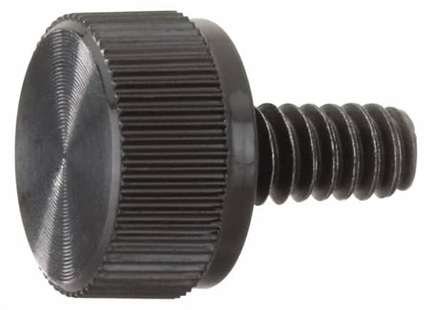 Made in USA - #6-32 Knurled Shoulder Steel Thumb Screw - 3/8" OAL, 3/8" Head Diam - Benchmark Tooling
