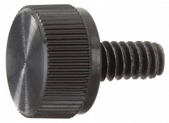 Made in USA - #6-32 Knurled Shoulder Steel Thumb Screw - 3/8" OAL, 3/8" Head Diam - Benchmark Tooling