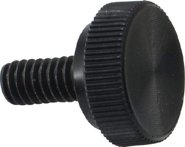 Made in USA - #8-32 Knurled Shoulder Steel Thumb Screw - 3/8" OAL, 1/2" Head Diam - Benchmark Tooling