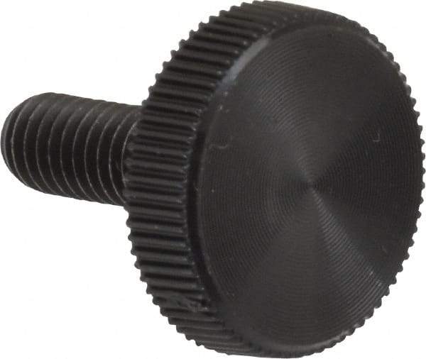 Made in USA - #10-32 Knurled Shoulder Steel Thumb Screw - 1/2" OAL, 5/8" Head Diam - Benchmark Tooling