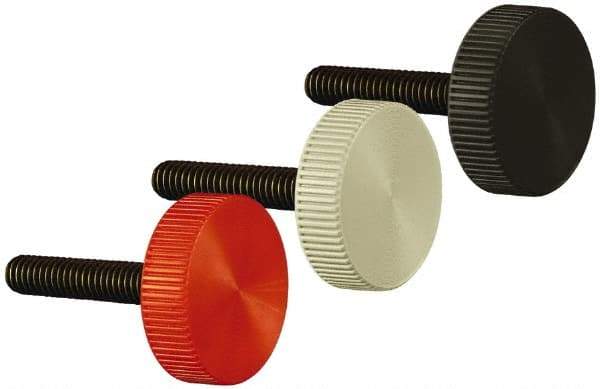 Made in USA - 5/16-18 Knurled Shoulder Steel Thumb Screw - 1" OAL, 1" Head Diam - Benchmark Tooling