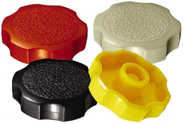 Made in USA - Rosette Plastic Thumb Screw - 1-1/2" OAL, 1-1/2" Head Diam x 13/32" Head Height - Benchmark Tooling