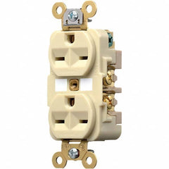 Hubbell Wiring Device-Kellems - 250 VAC 15A NEMA 6-15R Industrial Grade Ivory Straight Blade Duplex Receptacle - Benchmark Tooling