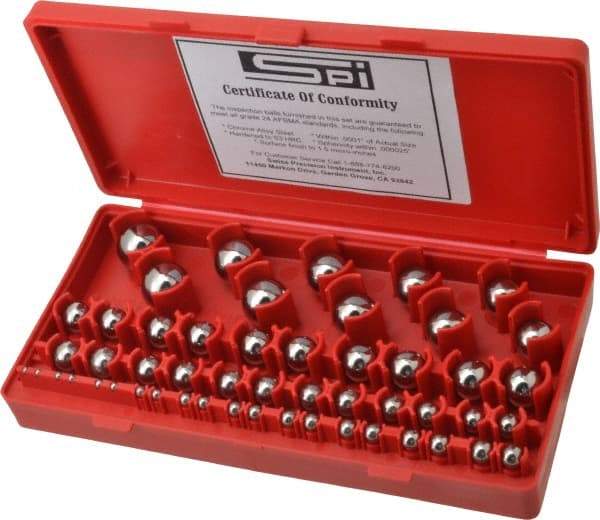 SPI - 1/8 to 1 Inch Diameter, Chrome Steel, Gage Ball Set - 0.0001 Inch Tolerance, Grade 24 Accuracy - Benchmark Tooling