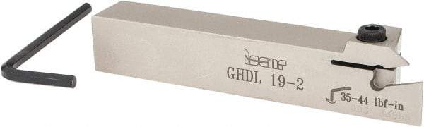 Iscar - External Thread, 0.33" Max Depth of Cut, 0.016" Min Groove Width, 4-1/2" OAL, Left Hand Indexable Grooving Cutoff Toolholder - 3/4" Shank Height x 3/4" Shank Width, GI.., GPV.., TIP.. Insert Style, GHD Toolholder Style, Series Cut Grip - Benchmark Tooling