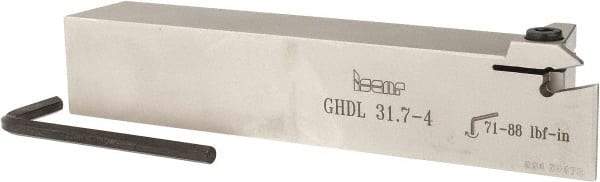 Iscar - GHD, External, Left Hand, 0.4" Max Depth of Cut, 0.157 to 0.197" Groove Width, Indexable Grooving Tool Holder - GI.. Insert Compatibility, 1-1/4" Shank Height, 1-1/4" Shank Width, 7" OAL - Benchmark Tooling