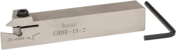 Iscar - External Thread, 0.33" Max Depth of Cut, 0.016" Min Groove Width, 4-1/2" OAL, Right Hand Indexable Grooving Cutoff Toolholder - 3/4" Shank Height x 3/4" Shank Width, GI.., GPV.., TIP.. Insert Style, GHD Toolholder Style, Series Cut Grip - Benchmark Tooling