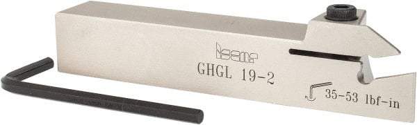 Iscar - GHG, External, Left Hand, 1.34" Max Depth of Cut, 0.016 to 3/32" Groove Width, Indexable Grooving Tool Holder - GI..,TIP.. Insert Compatibility, 3/4" Shank Height, 3/4" Shank Width, 4-1/2" OAL - Benchmark Tooling