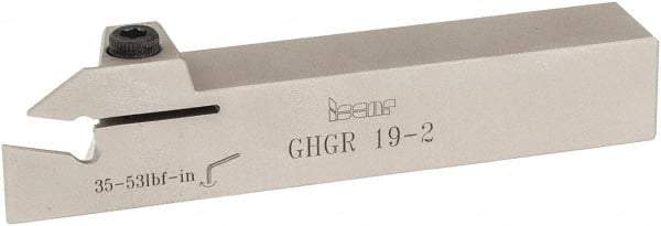 Iscar - GHG, External, Right Hand, 1.34" Max Depth of Cut, 0.016 to 3/32" Groove Width, Indexable Grooving Tool Holder - GI..,TIP.. Insert Compatibility, 3/4" Shank Height, 3/4" Shank Width, 4-1/2" OAL - Benchmark Tooling